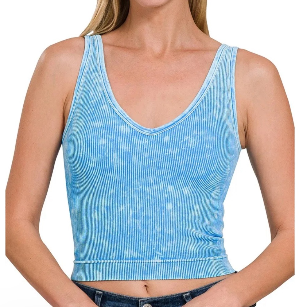 Women’s Zenana Brand New 🆕 Green Ribbed Crop Top